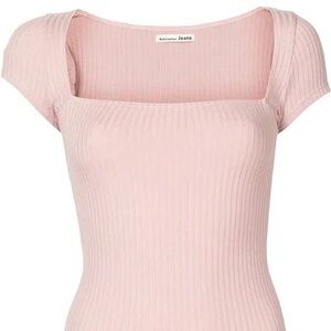 Reformation Pink “Bardot” Ribbed Top - Size S
